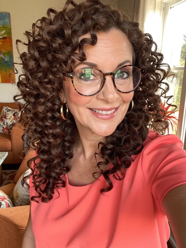 High-Volume Curly Layers in Rich Chocolate Brown